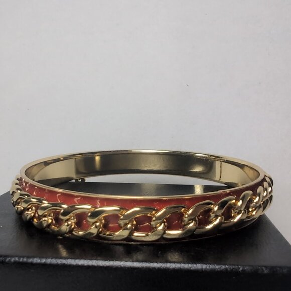 Apple Bottoms Bangle Gold Red Chain Bracelet Y2K Charm Vintage Genuine Crystal - Picture 4 of 9